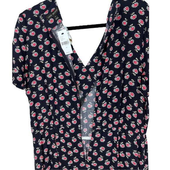 NWT Lane Bryant asymmetrical button front midi / maxi dress navy/coral/white 14 - Picture 12 of 16